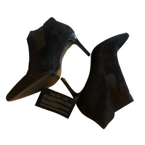 Rachel Zoe Black Suede Leather Heeled Booties Size 11 NWOT